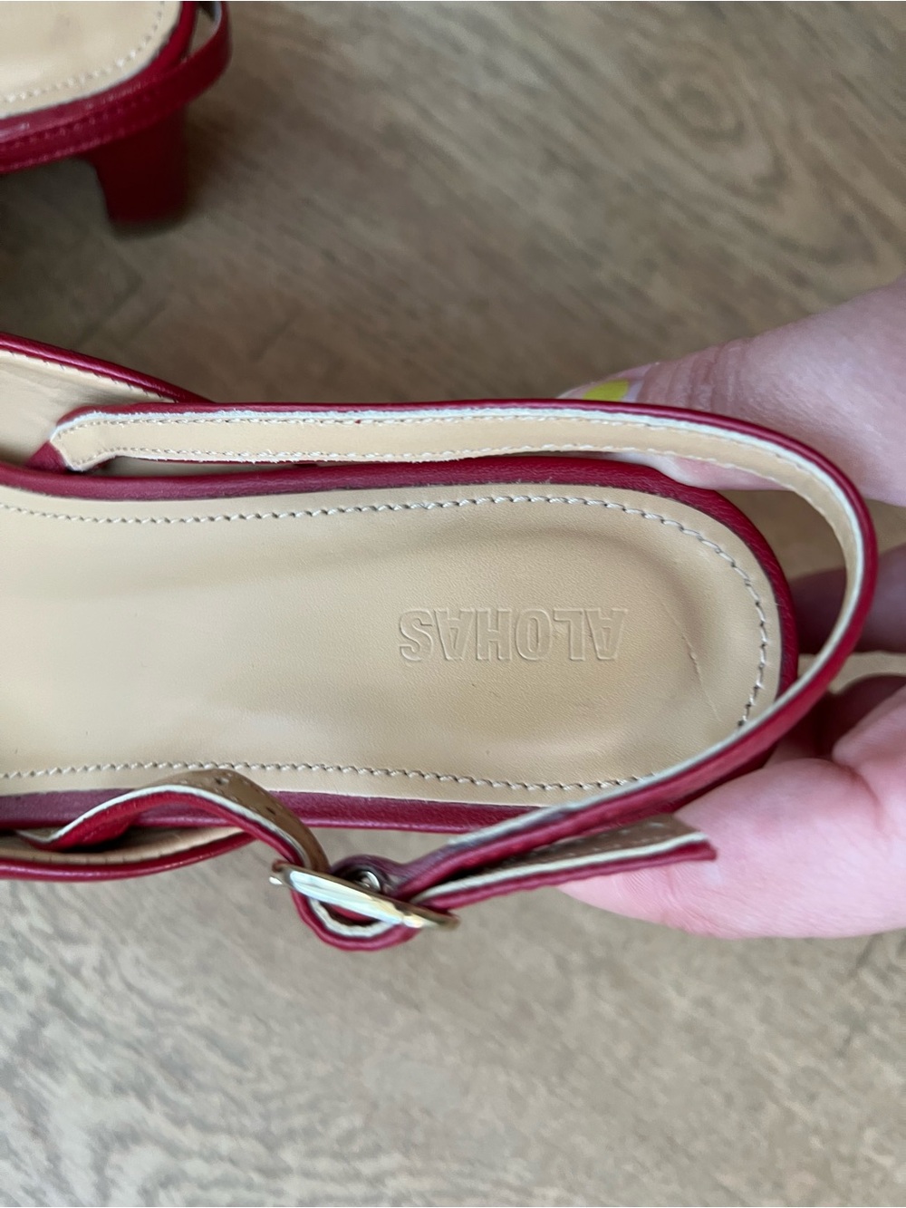 Alohas Red Leather Slingback Square-Toe Leather Lindy pumps - Picture 2 of 7